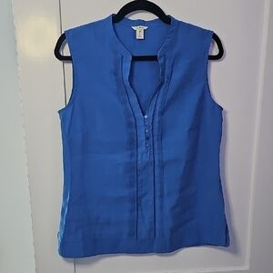 L.L. Bean Blue Blouse with Mandarin Collar Size S